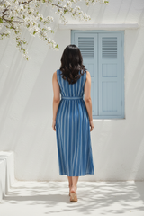 Blue Striped Midi Dress
