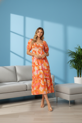 Sunset Orange Midi Dress