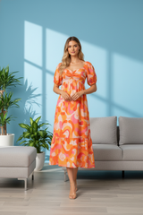 Sunset Orange Midi Dress