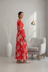 Red Leaf Maxi Dress