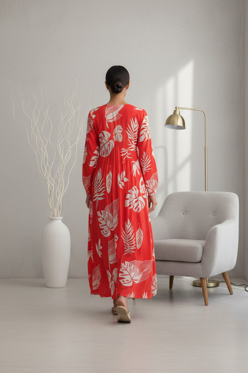 Red Leaf Maxi Dress