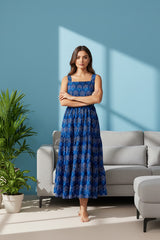 Sapphire Blue Tiered Maxi Dress