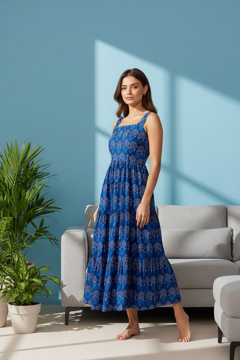Sapphire Blue Tiered Maxi Dress