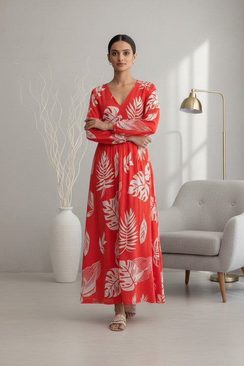 Red Leaf Maxi Dress