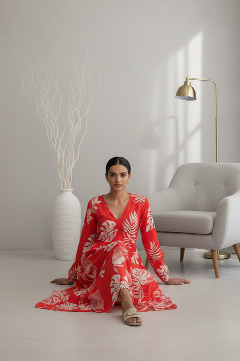Red Leaf Maxi Dress