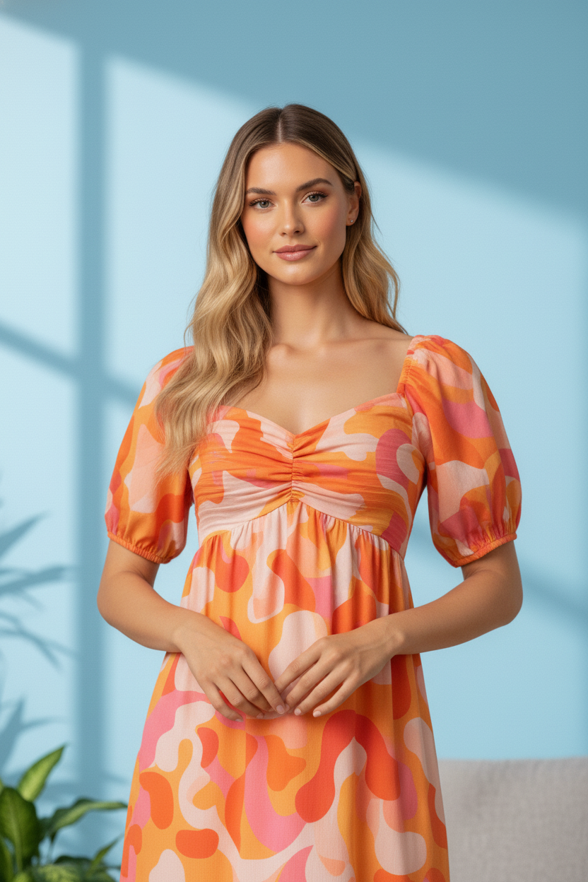 Sunset Orange Midi Dress