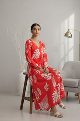 Red Leaf Maxi Dress