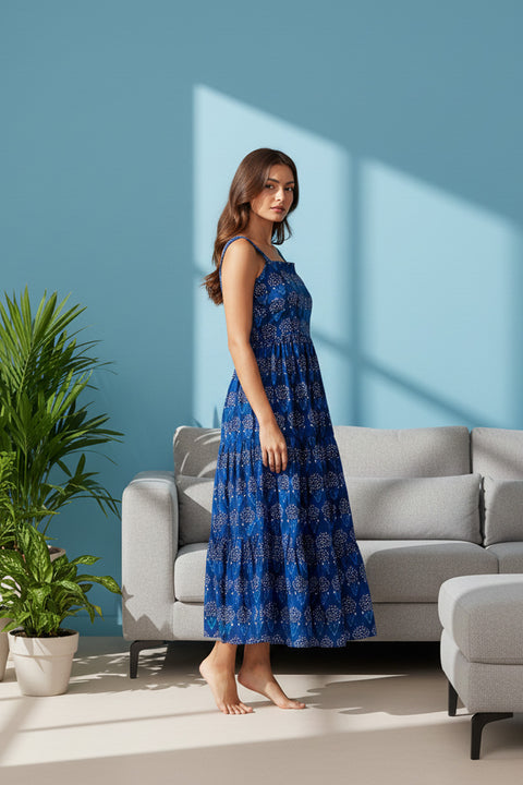 Sapphire Blue Tiered Maxi Dress