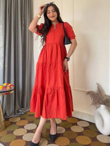 Jahida Women's Solid Fit & Flare Midi Dress