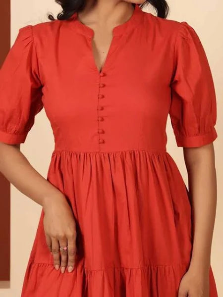 Jahida Women's Solid Fit & Flare Midi Dress